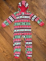 The Childrens Place Hooded Fleece One Piece Pajamas Kids M 7 8 Christmas... - $11.39