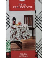 Holiday Time Plaid Truck PEVA Christmas Holiday Tablecloth 70&quot; Round - $400.73 MXN