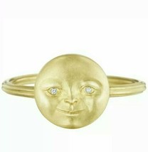 0.1ct Moissanite Rond Bague de Fiançailles Lune Visage 14k or Jaune Plaqué - £53.24 GBP