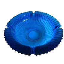 Blenko Sunburst 624 Art Ashtray Trinket Mid Century Mod Cobalt Blue 9&quot; - £31.64 GBP