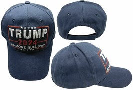 Trump 2024 No More Bs Bull$Hit Navy Blue Cotton Adjustable Embroidered C... - $21.99