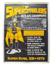 Vintage Rare Pittsburgh Super Steelers 1978 AFC Champions Poster Super Bowl XIII - £116.67 GBP