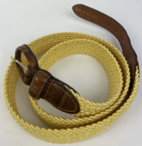 Bullock &amp; Jones Men&#39;s Braided Weave Belt Yellow Brown Made in Italy 100/38 LOOK - £30.62 GBP