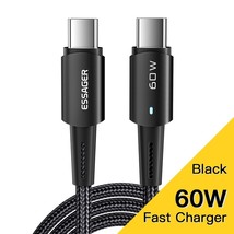 Essager USB C To USB C Cable PD100W 60W Fast Charge Mobile Cell Phone Charging C - £5.75 GBP