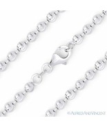 4mm Moon-Cut Ball Bead Link Chain Bracelet Italy .925 Sterling Silver w/... - £36.33 GBP+