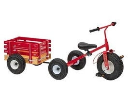 AMISH TRICYCLE with TRAILER - Heavy Duty Big Kids Trike &amp; Cart USA RED - £434.36 GBP