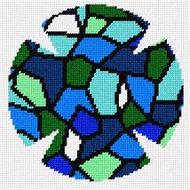Pepita Needlepoint kit: Yarmulka Stained Glass Greens, 7&quot; x 7&quot; - $50.00+