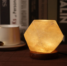 Diamond Shape Multi Color Usb Led Light Quartz Rock Salt Table Lamp Natural Ion - £15.29 GBP