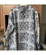 Visconti BLUE/WHITE PAISLEY MENS SHIRT 2XLB All Over Print L/S Button Down BNWOT - $907.05 MXN