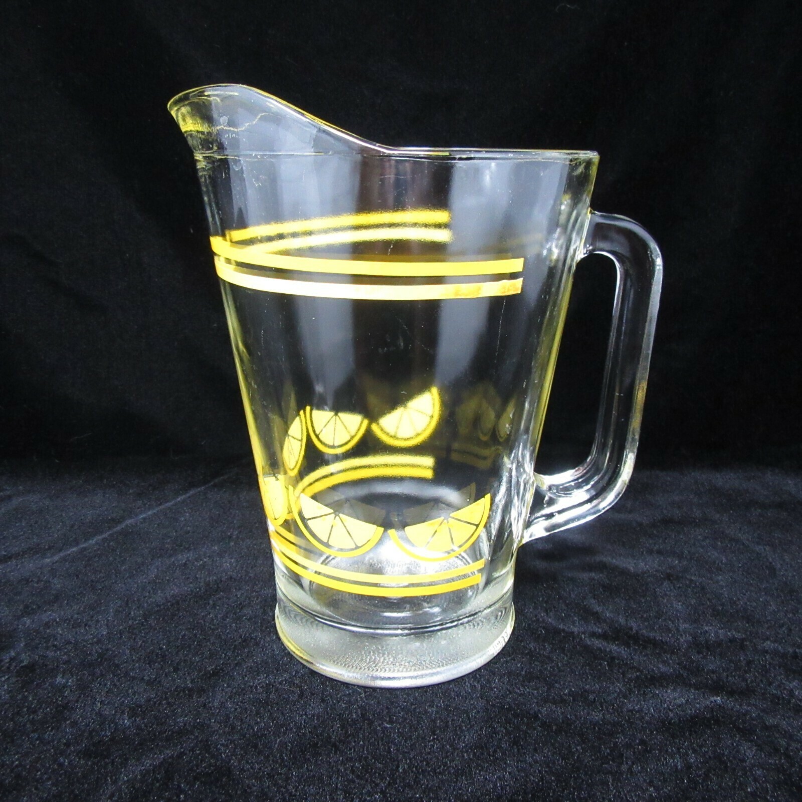 Vtg Libbey Crisa Lemonade Pitcher Lemon Stripes 64oz Heavy Glass Clear Y... - £14.94 GBP
