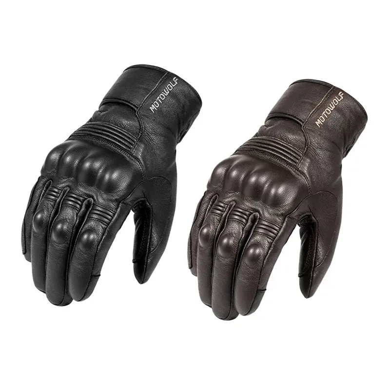 Motorcycle Gloves Winter Waterproof Leather Gloves for Men Thermal Warm Inner - £38.69 GBP