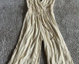 Trixxi size large sleeveless midi jumpsuit wide leg Cropped Yellow &amp; White - $16.82