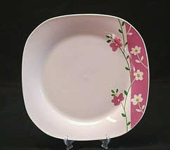 Classic Style Gibson Everyday China 9-3/4&quot; Square Dinner Plate Pink Whit... - £15.52 GBP