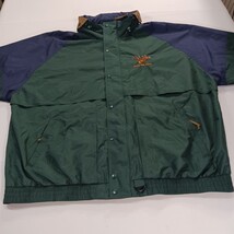 Tri-Mountain Mens Windbreaker Green/Blue Full Zip Hidden Hoodie Jacket Size 2XLT image 12