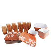 Target Home 37pc Orange Fall Leaves Melamine Square Dinnerware Set, Service 12 - $48.38