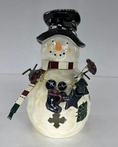Snowman Tea Light Candle Holder Holding Snowflake Stocking Heart Tree - £7.67 GBP