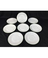 (8) Corelle Callaway Saucers White Green Rim Made in USA - £11.98 GBP