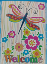 Dragonfly Welcome Garden Flag 18x12.5 inches Nylon  Illustrated - £7.09 GBP