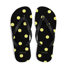 Autumn LeAnn Designs® | Adult Flip Flops Shoes, Polka Dots, Black &amp; Yellow - $25.00