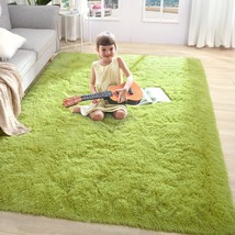 Comet Fluffy Shaggy Area Rugs For Bedroom, 4&#39; X 6&#39;, Green Rug Soft Shag ... - $43.93