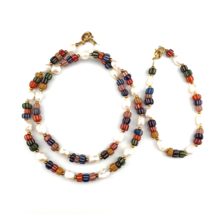 Collana e bracciale 18&quot; perle d&#39;acqua dolce e perle di vetro africano... - $22.89