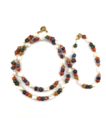 Collana e bracciale 18&quot; perle d&#39;acqua dolce e perle di vetro africano... - $22.89