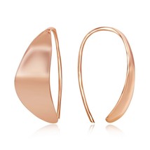 Sterling Silver Flat Crescent Moon Design Threader Earrings - Rose Gold Plated - £36.81 GBP