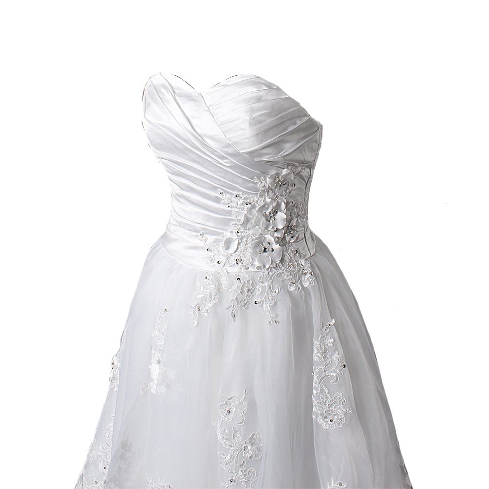 Kivary Women's Short Knee Length Beach Floral White Bridal Wedding Dresses US 12