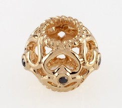 Pandora 14k Yellow Gold Black Diamond Open Heart Charm Retired! 750466DB - £251.30 GBP