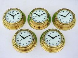 Set of 5 Maritime Brass World Clock Vintage Navigation Barigo Germany Ships - $789.53