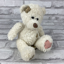 Fiesta Bear White Plush Patches Teddy Bear Pink Heart Bean Bag Sitting 5 Inches - £10.31 GBP