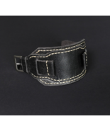 Bund strap Leather watch band Black 18-24mm, Leather cuff watch Handmade... - $70.00