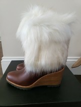 Sorel Park City Short Wedge Waterproof Leather Boots Fur in Elk Brown $3... - $123.74