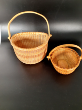 Vintage Lot of Two Nantucket Style Swing-Handle Baskets, Very Well Crafted - £20.31 GBP