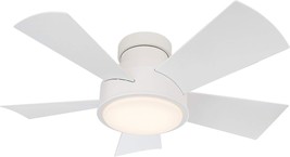 Vox Smart Indoor And Outdoor 5-Blade Flush Mount Ceiling Fan 38In Matte White - £394.87 GBP