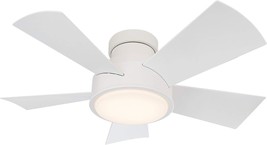 Vox Smart Indoor And Outdoor 5-Blade Flush Mount Ceiling Fan 38In Matte ... - £391.47 GBP