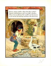 1930s Mother Goose Nursery Rhyme Print Goosey Gander - £7.84 GBP