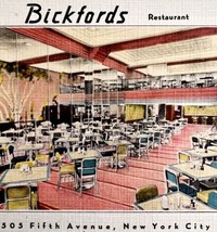 Bickfords Restaurant New York City Postcard Fifth Avenue c1940-50s PCBG1B - £19.51 GBP