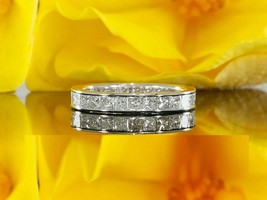 4ct Princess Simulated Diamond Full Eternity Wedding Band 14k White Gold... - £58.07 GBP