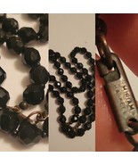 Vintage Signed MIRIAM HASKELL Black Faceted Glass Bead Long 24&quot; Necklace... - $48.37