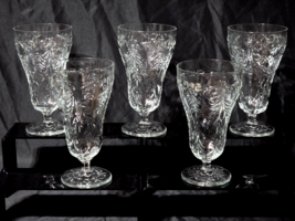 Vintage TIFFIN 15028-12 Iced Tea Glass 6.75&quot; Floral &amp; Scroll - EUC Set Of 5 - $828.28 MXN