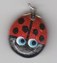 Lady Bug Painted Rock Pendant - $5.00