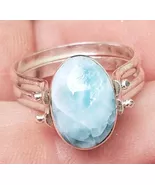 LARIMAR-CONCH gemstones 925 sterling silver reversible ring size 9.25 (w... - $69.14 CAD