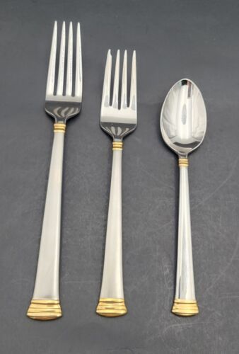 Primary image for Lenox Eternal Gold 18/8 Stainless Flatware 3 Pcs Fork & Spoon