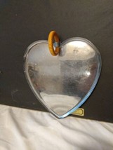 Vintage Art Deco Heart Shaped Metal Tray With Round Bakelite Handle By Chase - £30.43 GBP