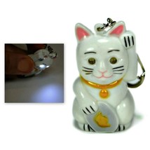 Led Lucky Cat Keychain With Light Sound Maneki Neko Animal Noise Key Chain Ring - £6.22 GBP