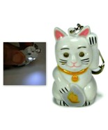 LED LUCKY CAT KEYCHAIN with Light Sound Maneki Neko Animal Noise Key Cha... - £6.35 GBP