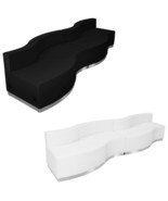 Reception Sectional Black White Leather Soft* 4 Pc Wavy Office Hotel Con... - €2.420,64 EUR