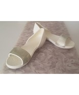 Crocs Lina D’Orsay Oyster Champaign Embellished Sandals Comfort Shoes Sz 8 - $33.50