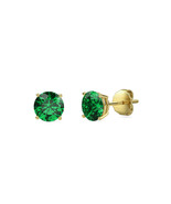 10 Karat Gold Emerald Lab Grown Gemstone Stud Earrings For Women, 6 x 6 mm - $199.00